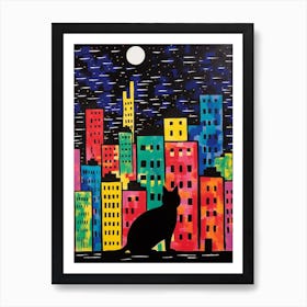 Tokyo, Japan Skyline With A Cat 0 Art Print