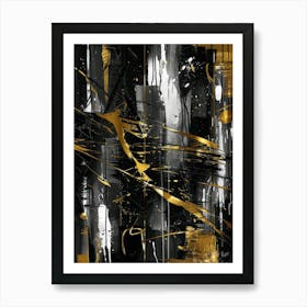 Gold And Black Abstract Painting 39 Art Print