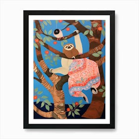 Maximalist Animal Painting Sloth Art Print