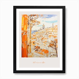 Marseille France Orange Drawing Poster Art Print