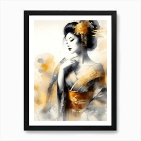 Japan Traditional Geisha Illustration By Ad 115 Art Print