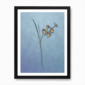 Vintage Gladiolus Ringens Botanical Art on Summer Song Blue n.1182 Art Print