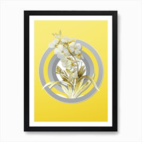 Botanical Cheiranthus Flower in Gray and Yellow Gradient n.456 Art Print