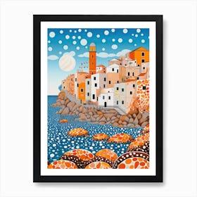 Polignano A Mare, Italy, Illustration In The Style Of Pop Art 2 Art Print