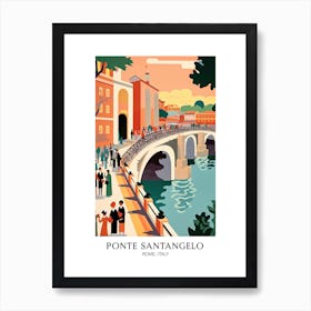 Ponte Sant Angelo, Rome Italy Colourful 2 Travel Poster Art Print