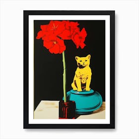 Amaryllis With A Cat 1 Pop Art  Art Print