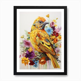 Bird With A Flower Crown Yellowhammer 2 Art Print