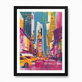 Broadway Theaters New York Colourful Silkscreen Illustration 3 Art Print