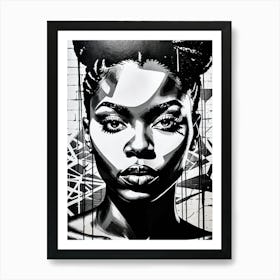 Vintage Graffiti Mural Of Beautiful Black Woman 18 Art Print