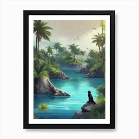 Cat In The Jungle Nature art Art Print