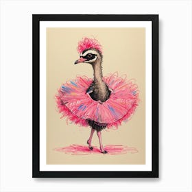 Ostrich In Pink Tutu Art Print