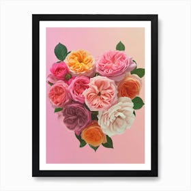 English Roses Painting Rose In A Heart 2 Art Print