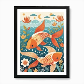 Floral Koi Fish Nursery Illustration (30) Art Print