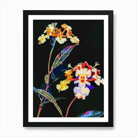Neon Flowers On Black Lantana 1 Art Print