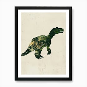 Olive Green T Rex Silhouette 1 Art Print