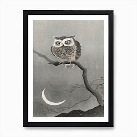 Long Eared Owl On Bare Tree Branch (1900 1930), Ohara Koson Art Print