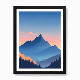 Misty Mountains Vertical Composition In Blue Tone 145 Art Print