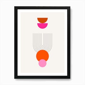 Mid Century Modern | 03 - Pink And Orange Geometric Arch Art Print