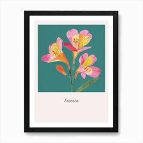 Freesia 3 Square Flower Illustration Poster Art Print