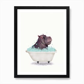 Hippo In The Bathtub Art Print