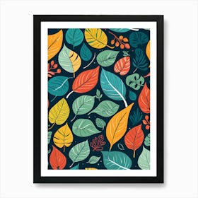 Autumn Leaves Seamless Pattern 3 Art Print