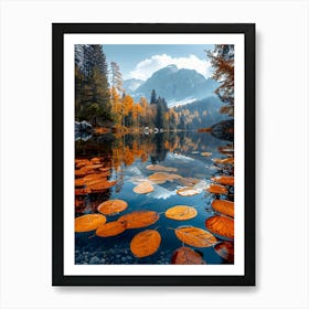 Autumn Leaves In A Lake Art Print