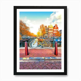 Bicycle On A Bridge In Amsterdam 1 Art Print