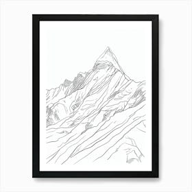 Kala Patthar Nepal Line Drawing 5 Art Print