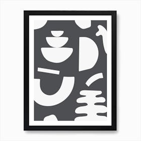 Abstract Shapes - Dark Grey Art Print