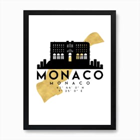Monaco Silhouette City Skyline Map Art Print