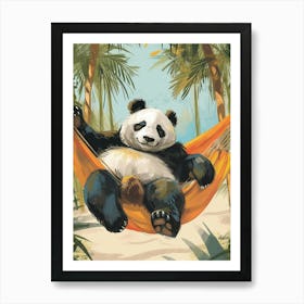 Giant Panda Napping In A Hammock Storybook Illustration 4 Art Print