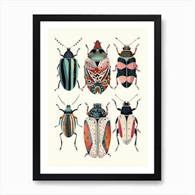 Colourful Insect Illustration Flea Beetle 11 Art Print