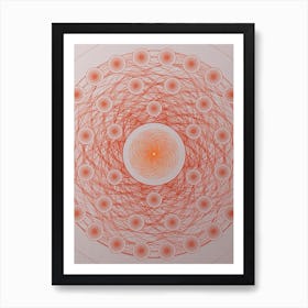 Geometric Abstract Glyph Circle Array in Tomato Red n.0153 Art Print