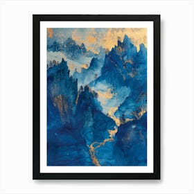 Blue And Gold Mountains 9 Art Print