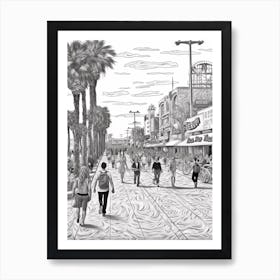 View Of Los Angeles California, Usa Line Art Black And White 8 Art Print
