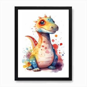 Segisaurus Cute Dinosaur Watercolour 4 Art Print