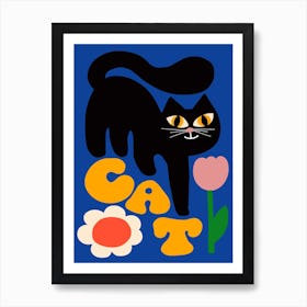 Cat And Tulip Art Print