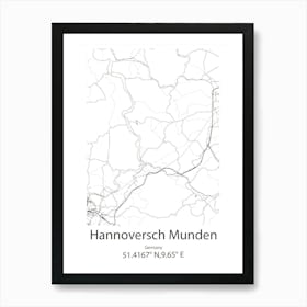 Hannoversch Munden,Germany Minimalist Map Art Print