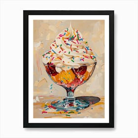 Trifle With Rainbow Sprinkles Beige Painting 2 Art Print