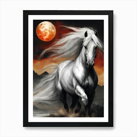 White Horse In The Moonlight 8 Art Print