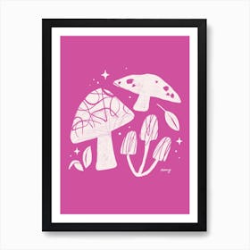 Abstract Mushrooms Pink    Art Print