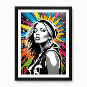 Graffiti Mural Of Beautiful Hip Hop Girl 74 Art Print