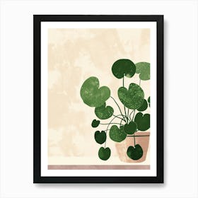 Pilea Plant Minimalist Illustration 2 Art Print