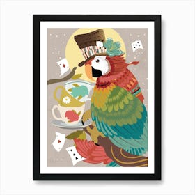 Lovely Magician Parrot With Tea Cups 0 Art Print