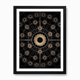 Geometric Glyph Radial Array in Glitter Gold on Black n.0176 Art Print