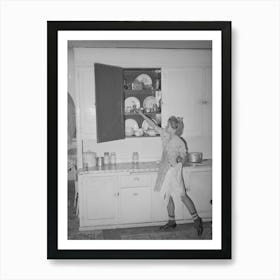 Untitled Photo, Possibly Related To Daughter Of Morman I E Mormon Farmer Putting Away Dishes In Kitchen Art Print
