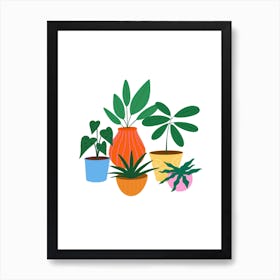 Happy Plant Pots Art Print