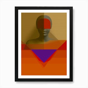 Abstract portrait of a man, "Aware" Art Print