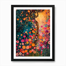 Dream of Flowers. Gustav Klimt Style Art Print