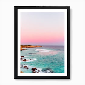 Cala Macarella Beach, Menorca, Spain Pink Photography 1 Art Print